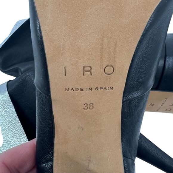IRO Avina Leather Fold Over Mid Calf Boots In Black Silver Heels Size 7 NEW - Picture 11 of 15